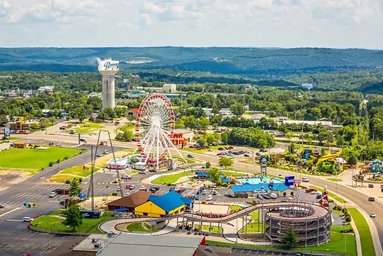 aerial view of entertainment venues